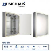 Whitehaus WHLUN7055-OR - Musichaus Single Mirrored Door Medicine Cabinet with USB, SD Card, Bluetooth, FM radio, Speakers,