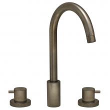 Whitehaus WHLX78214-BN - Luxe Widespread Lavatory Faucet with Tall Gooseneck Swivel Spout and Pop-up Waste