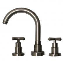 Whitehaus WHLX79214-BN - Luxe Widespread Lavatory Faucet with Tubular Swivel Spout, Cross Handles and Pop-up Waste