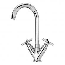 Whitehaus WHLX79572-C - Luxe Single Hole/Dual Handle Entertainment/Prep Faucet with High Tubular Swivel Spout