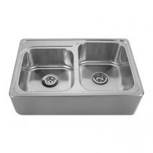 Whitehaus WHNAP3322 - Noah''s Collection Brushed Stainless Steel Double Bowl Drop-in Sink with a Seamless Cust