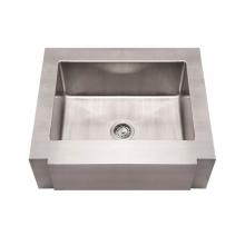 Whitehaus WHNCMAP3026 - Noah's Collection Brushed Stainless Steel Commercial Single Bowl Sink with a Decorative Notch