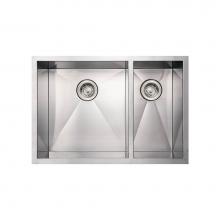 Whitehaus WHNCMD2920 - Noah's Collection Brushed Stainless Steel Commercial Double Bowl Undermount Sink