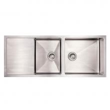 Whitehaus WHNCMD5221 - Noah's Collection Brushed Stainless Steel Commercial Double Bowl Reversible Undermount Sink w