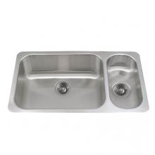 Whitehaus WHNDBU3118GDR - Noah''s Collection Brushed Stainless Steel Double Bowl Undermount Disposal Sink