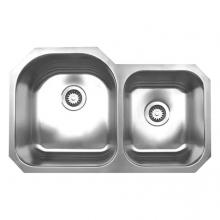 Whitehaus WHNDBU3220 - Noah's Collection Brushed Stainless Steel Double Bowl Undermount Sink