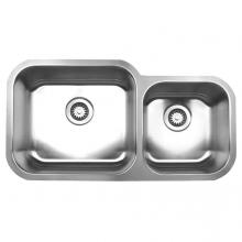 Whitehaus WHNDBU3318 - Noah's Collection Brushed Stainless Steel Double Bowl Undermount Sink