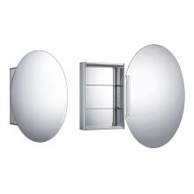 Whitehaus WHOLI - Medicinehaus Single Oval Mirrored Door Anodized Aluminum Medicine Cabinet