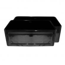 Whitehaus WHPLCON2719-BLACK - Farmhaus Fireclay Reversible 27'' Sink with a Plain Front Apron on One Side and a Concav