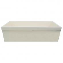 Whitehaus WHQ530-BISCUIT - Farmhaus Fireclay Quatro Alcove Reversible Sink with Decorative 2 ½'' Lip on One Si