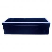 Whitehaus WHQ530-BLUE - Farmhaus Fireclay Quatro Alcove Reversible Sink with Decorative 2 1/2'' Lip on One Side