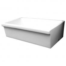 Whitehaus WHQ536-WHITE - Farmhaus Fireclay Quatro Alcove Large Reversible Sink with Decorative 2 1/2'' Lip on One