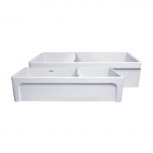 Whitehaus WHQDB5542-WHITE - Farmhaus Fireclay Large Reversible Sink and Small Bowl