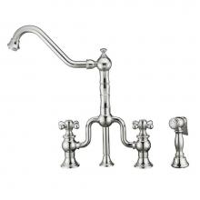 Whitehaus WHTTSCR3-9771-NT-C - Twisthaus Plus Bridge Faucet with Long Traditional Swivel Spout, Cross Handles and Solid Brass Sid