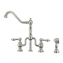 Whitehaus WHTTSLV3-9771-NT-C - Twisthaus Plus Bridge Faucet with Long Traditional Swivel Spout, Lever Handles and Solid Brass Sid