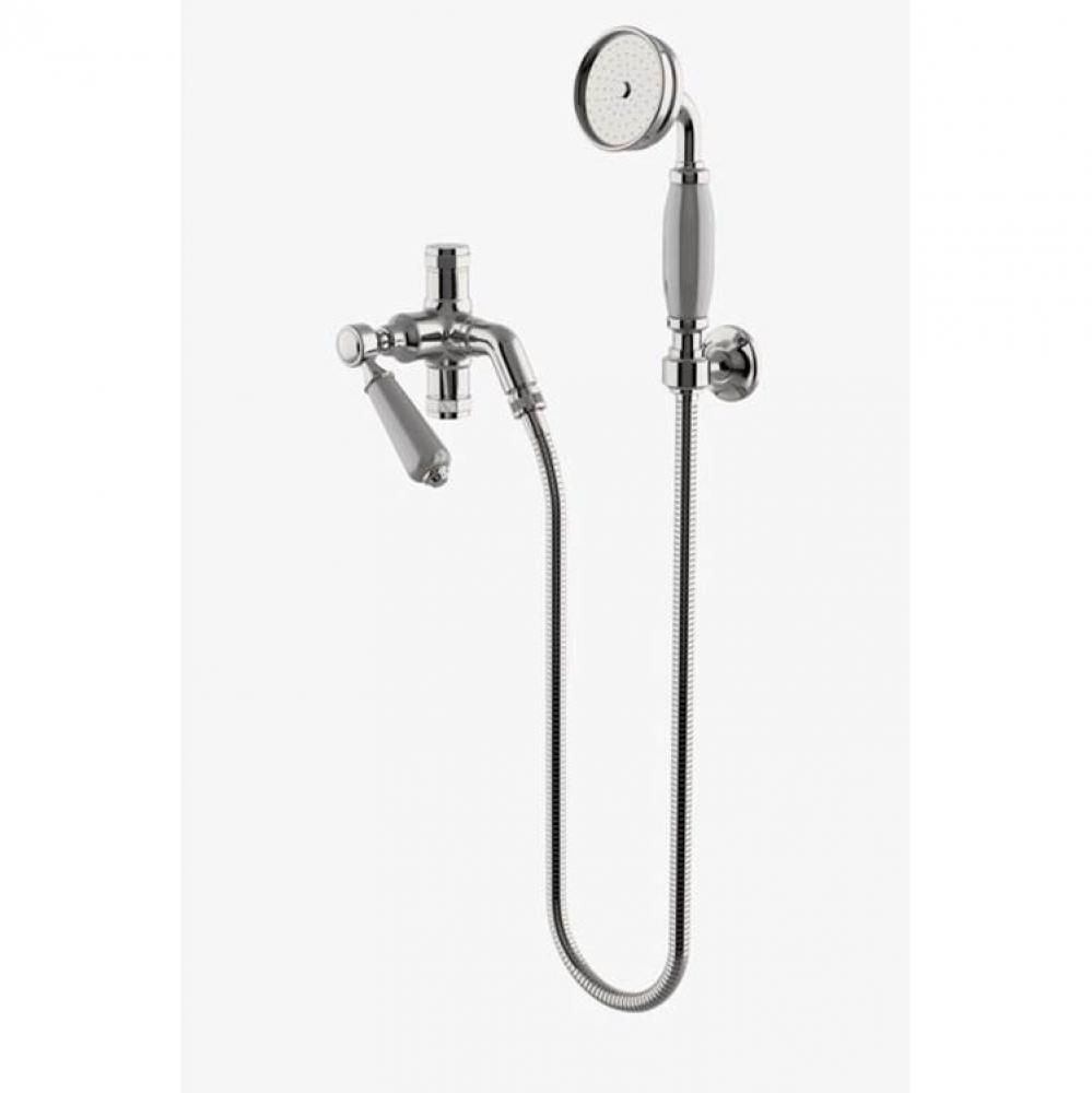 Easton Classic Handshower with Diverter and White Porcelain Lever Handle in Unlacquered