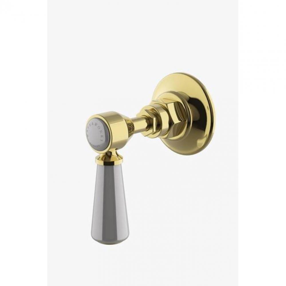 Highgate Volume Control Valve Trim with White Porcelain Lever Handle in Unlacquered