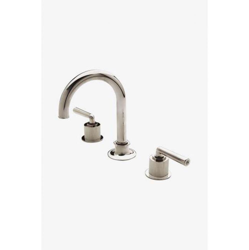 Henry Gooseneck Three Hole Deck Mounted Lavatory Faucet with Coin Edge Cylinders and Lever