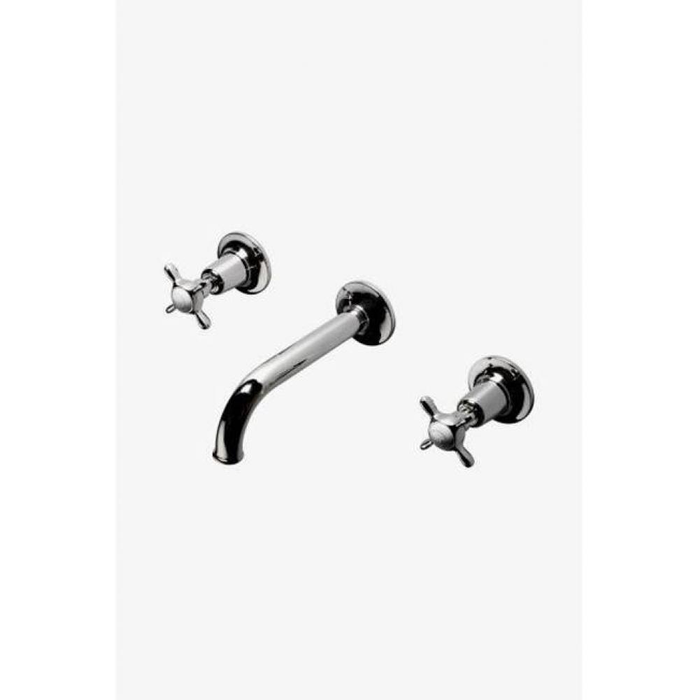 Easton Classic Low Profile Three Hole Wall Mounted Lavatory Faucet  in Unlacquered Brass, 1.2gpm (