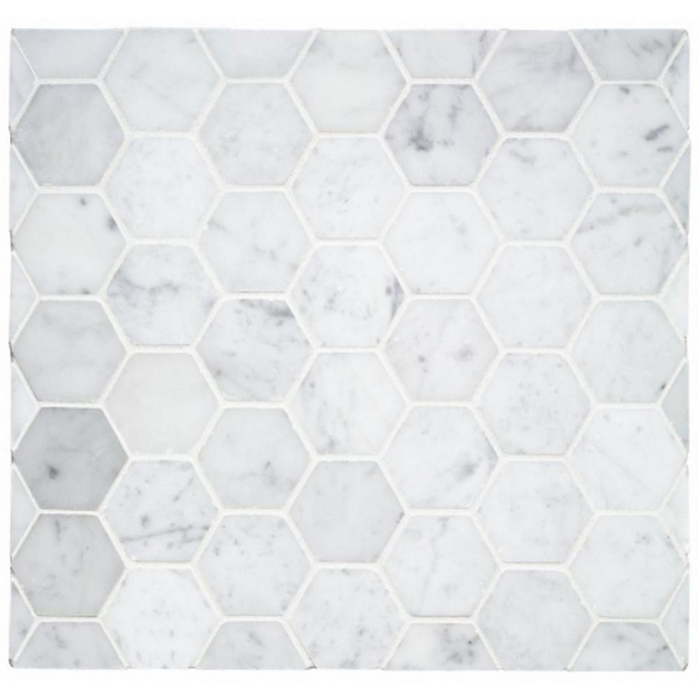 Keystone 2 Hexagon Mosaic in Carrara Honed
