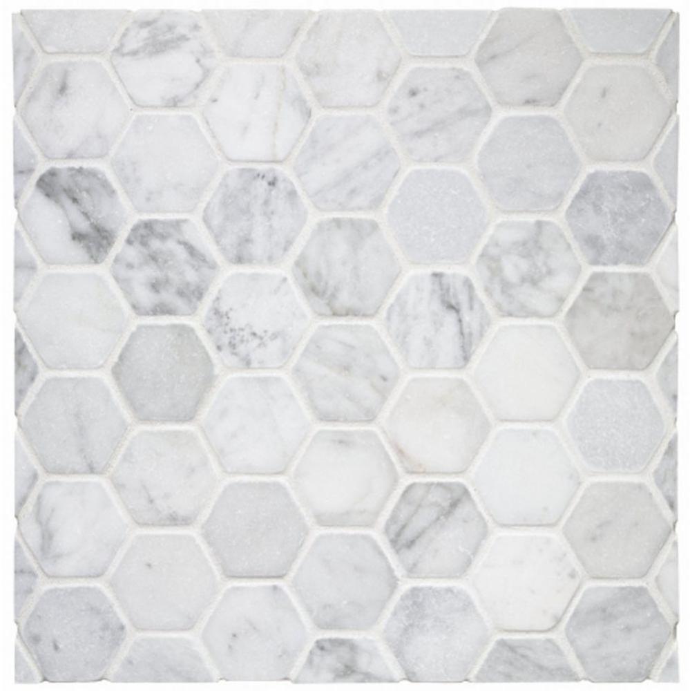 Keystone 2 Hexagon Mosaic in Carrara Tumbled