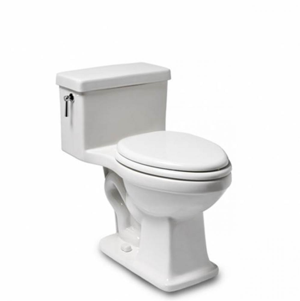 Alden One Piece High Efficiency Elongated Watercloset in Warm White with Molded Wood Seat and