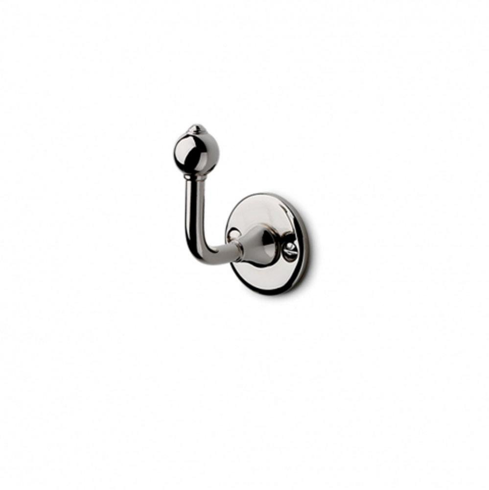Crystal Single Robe Hook in Unlacquered Brass