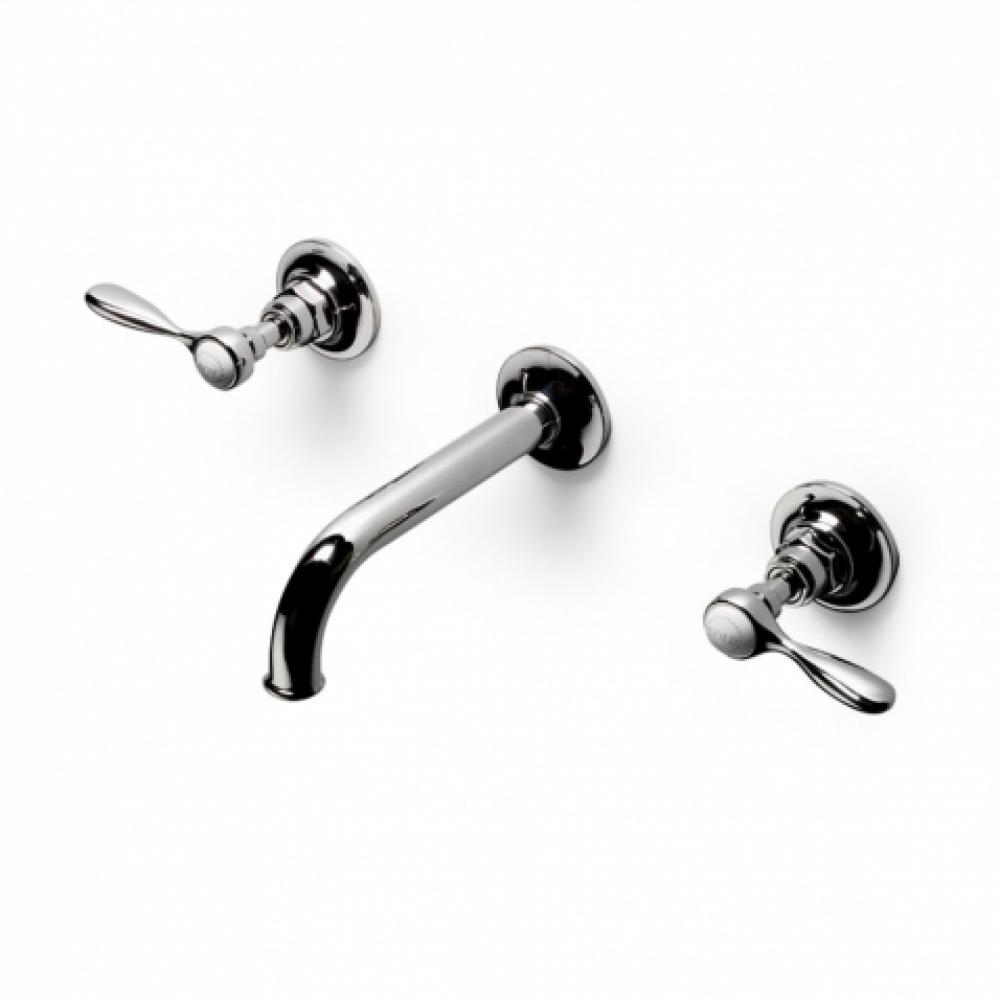 Easton Vintage Low Profile Three Hole Wall Mounted Lavatory with Elongated Spout and Metal Lever