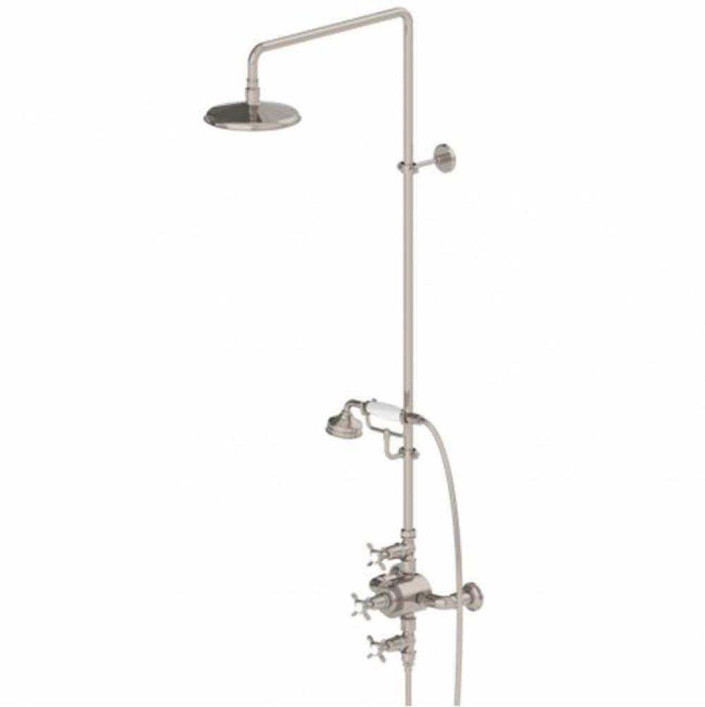 Easton Classic Three Cross Handle Exposed Thermostatic System with 8'' Shower Rose and