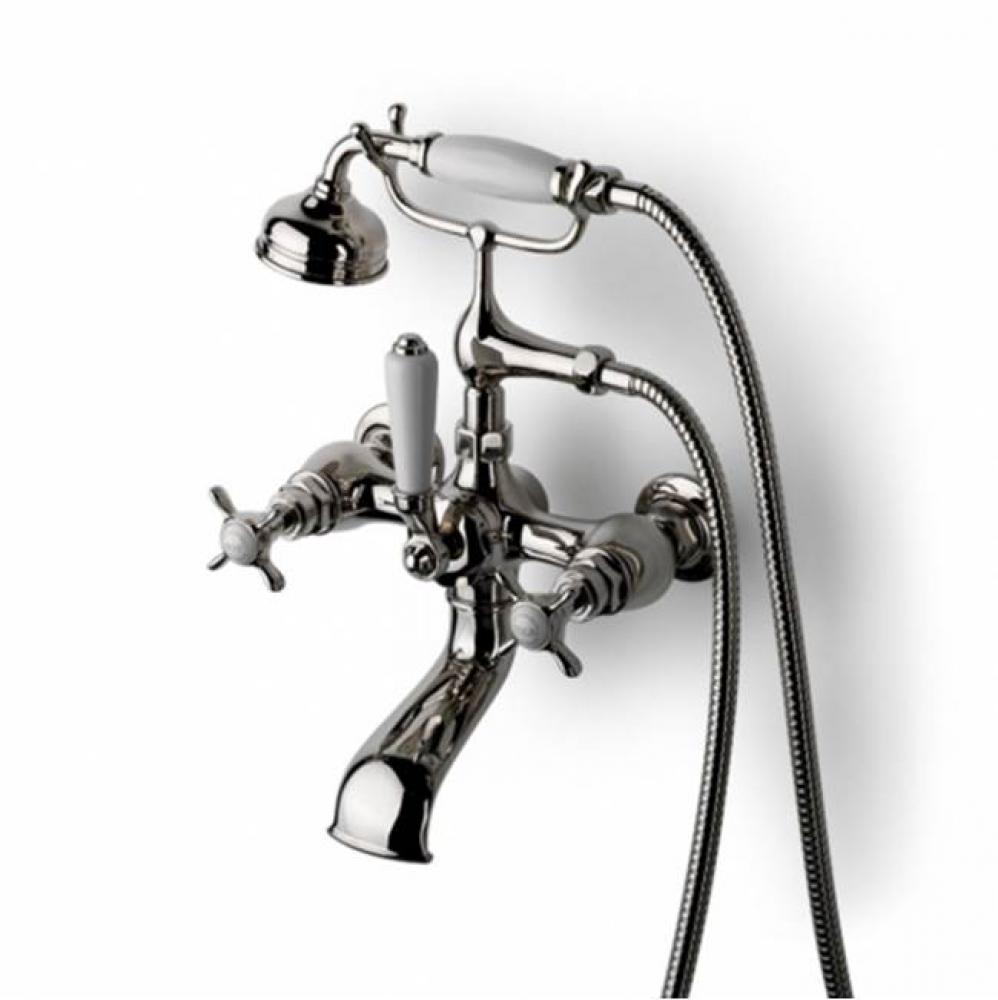 Easton Vintage Exposed Tub Filler, Metal Handshower and Lever Diverter in Antique