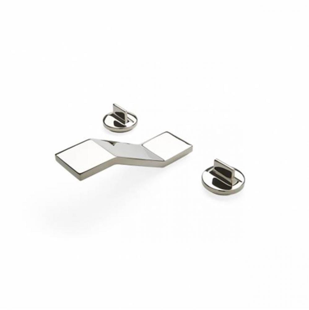 Formwork Low Profile Three Hole Deck Mounted Lavatory Faucet with Metal Knob Handles in Pewter,