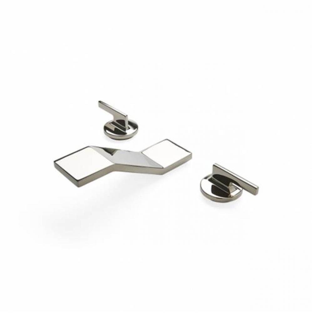 Formwork Low Profile Three Hole Deck Mounted Lavatory Faucet with Metal Lever Handles in