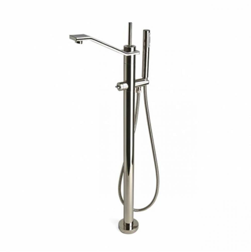 Formwork Floor Mounted Exposed Tub Filler with Handshower and Metal Joystick Handle in