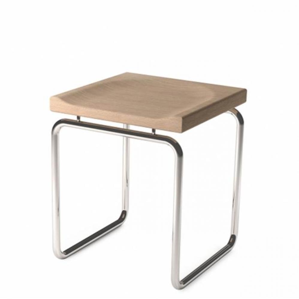 Formwork Stainless Steel/Oak Stool 14'' x 14'' x