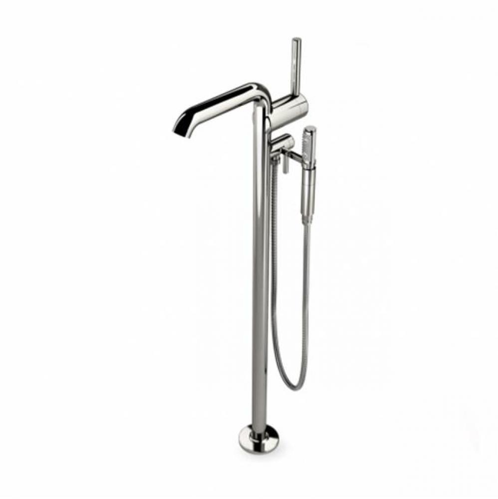 .25 Floor Mounted Exposed Tub Filler With Handshower and Joystick Handle in Matte