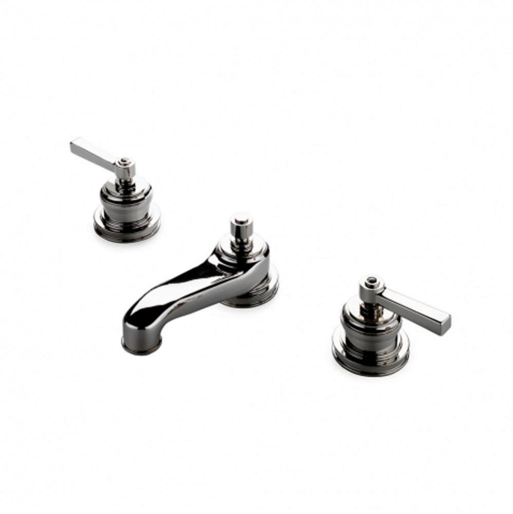 Aero Low Profile Three Hole Deck Mounted Lavatory Faucet with Metal Lever
