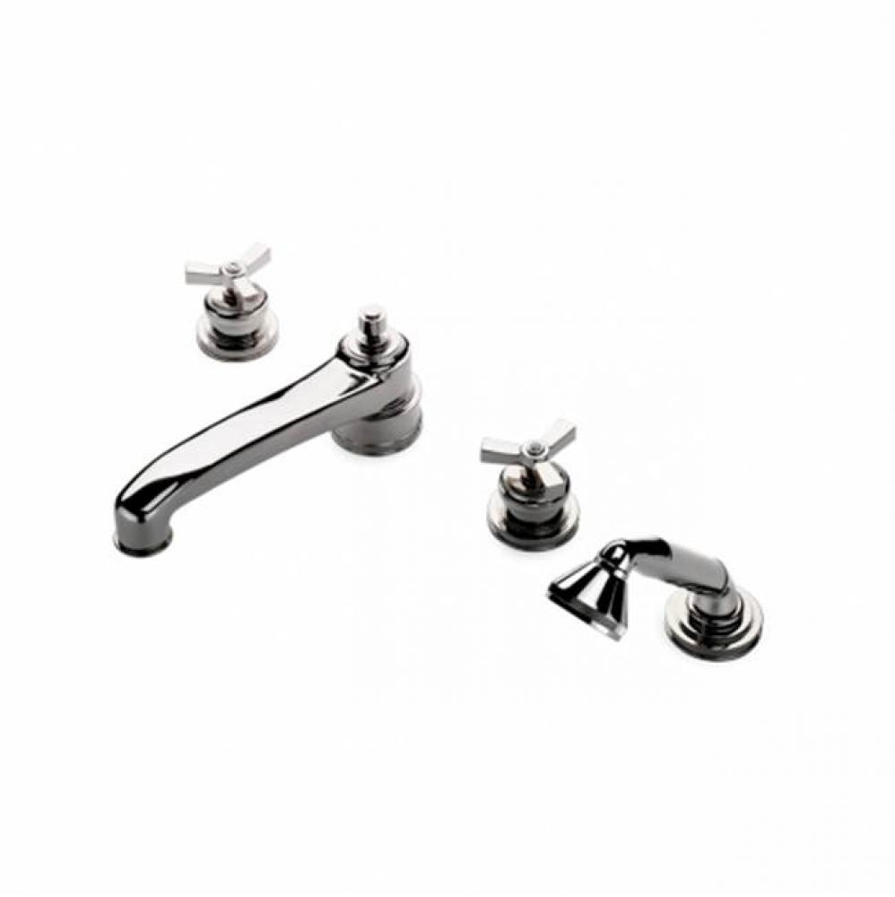 Aero Low Profile Concealed Tub Filler With Handshower and Metal Cross Handles in