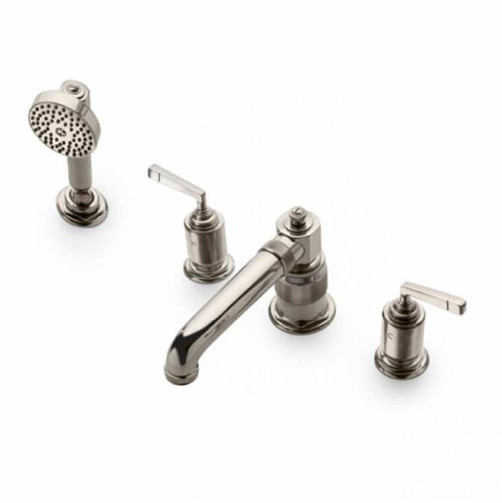 R.W. Atlas Low Profile Concealed Tub Filler With Handshower and Metal Lever Handles in Antique