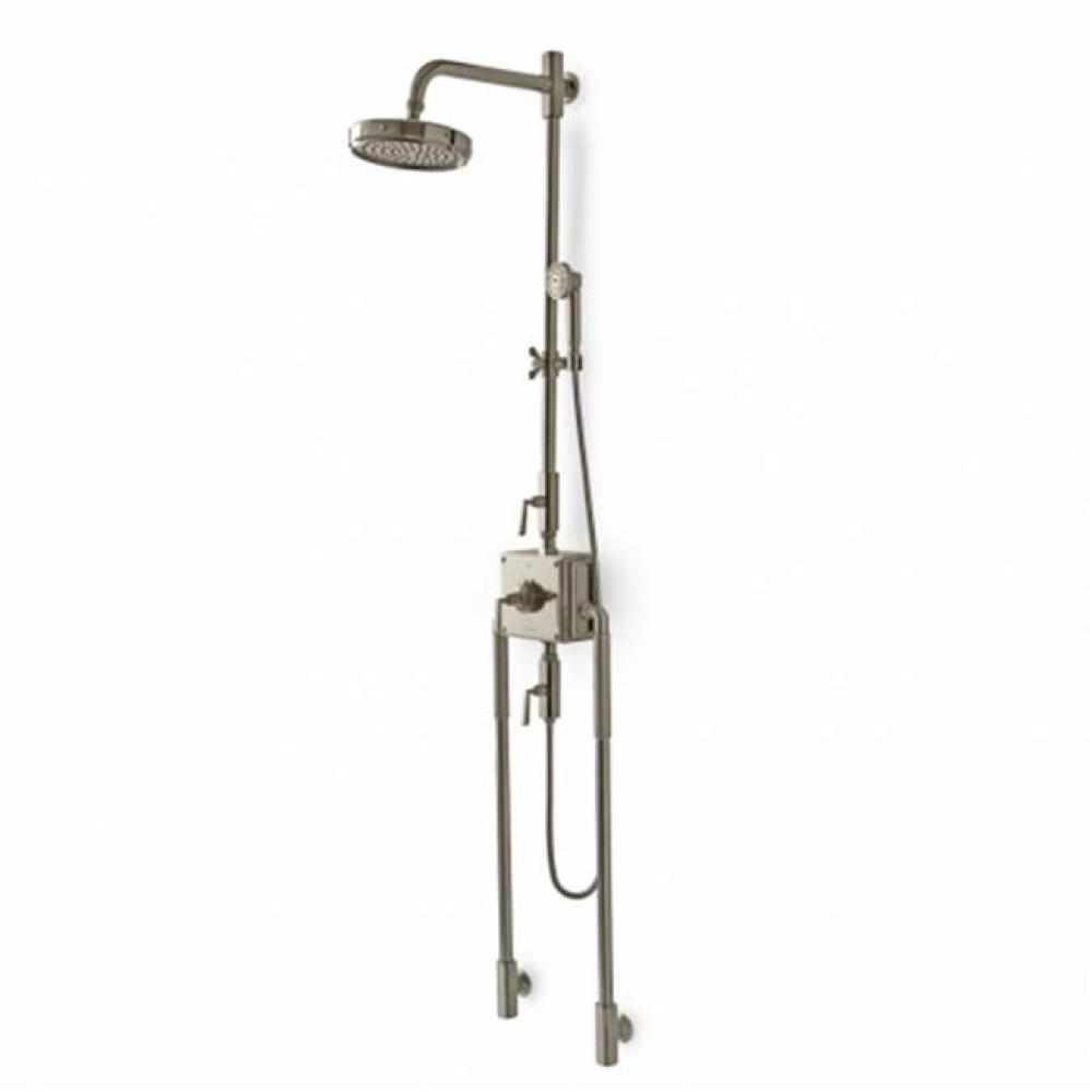 R.W. Atlas Exposed Thermostatic System with 8'' Shower Rose and Handshower and Metal