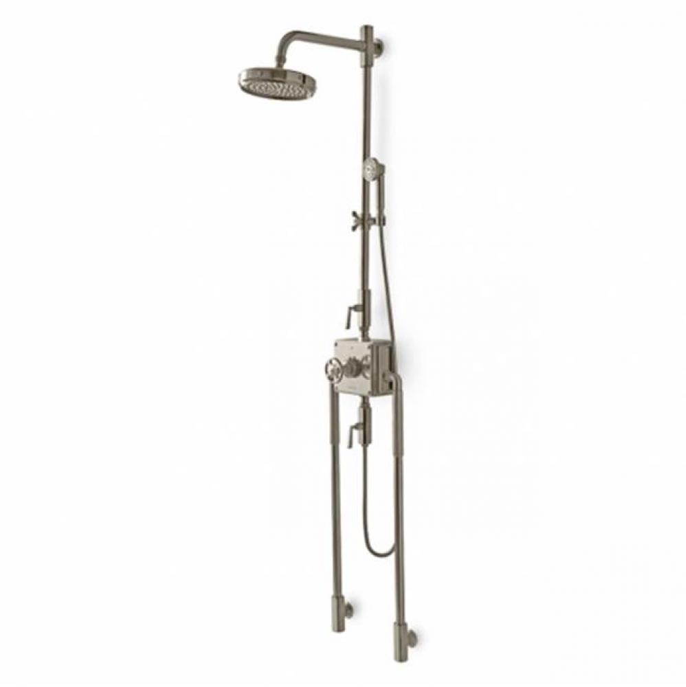 R.W. Atlas Exposed Thermostatic System with 8'' Shower Rose and Handshower and Metal