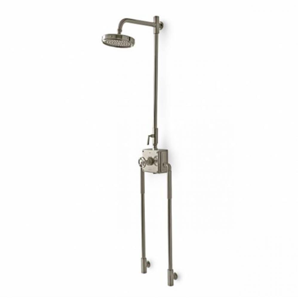 R.W. Atlas Exposed Thermostatic System with 8'' Shower Rose and Metal Wheel Handles in