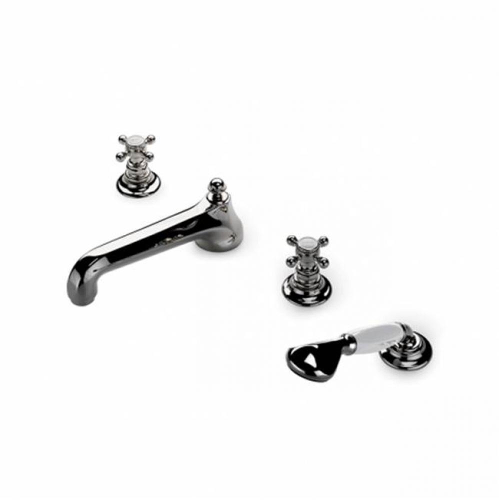 Astoria Low Profile Concealed Tub Filler With Handshower and Metal Cross Handles in
