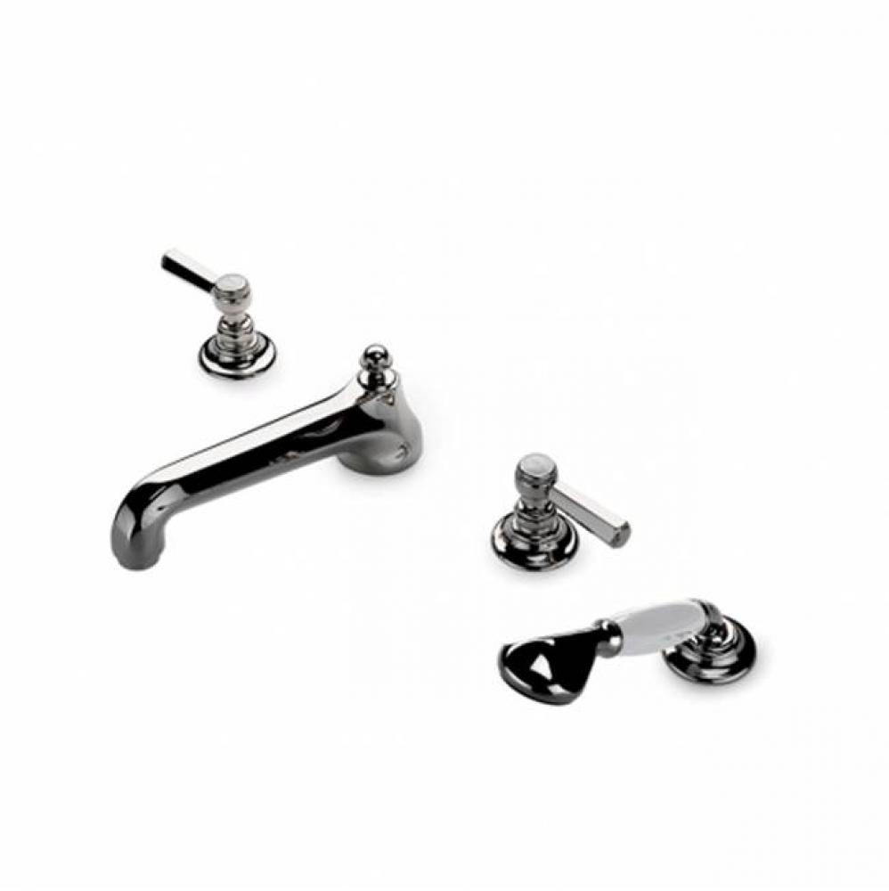 Astoria Low Profile Concealed Tub Filler With Handshower and Metal Lever Handles in Shiny
