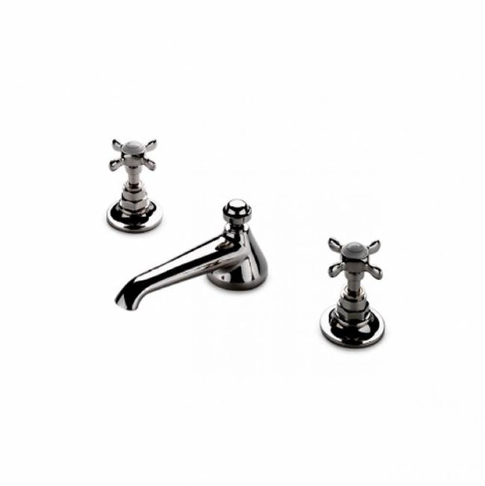 Easton Vintage Low Profile Three Hole Deck Mounted Lavatory Faucet with Metal Cross Handles in