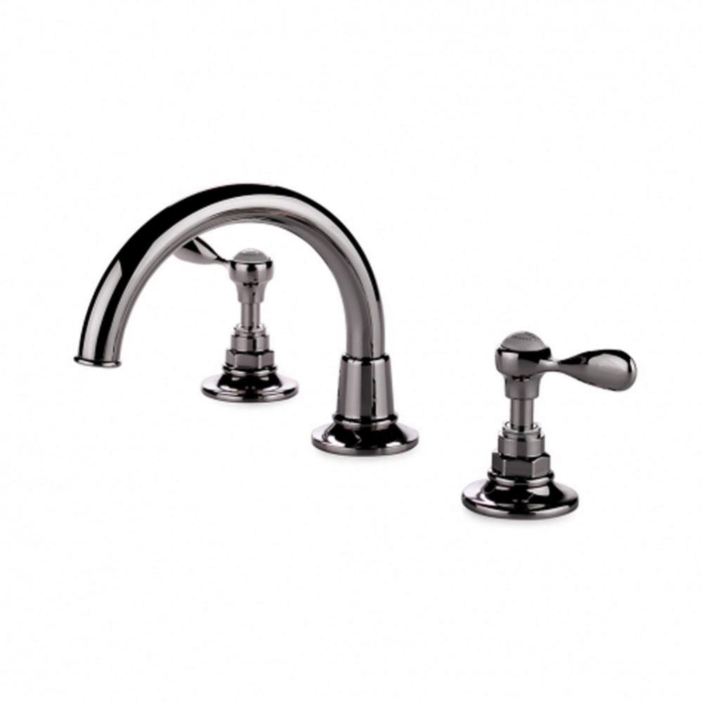 Easton Vintage Gooseneck Three Hole Deck Mounted Lavatory Faucet with Metal Lever