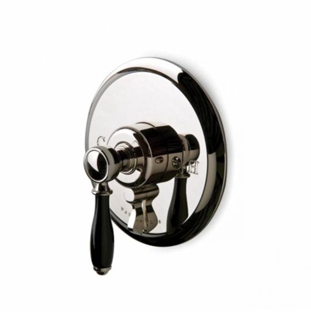 Easton Classic Pressure Balance with Diverter Trim with Black Porcelain Lever Handle in