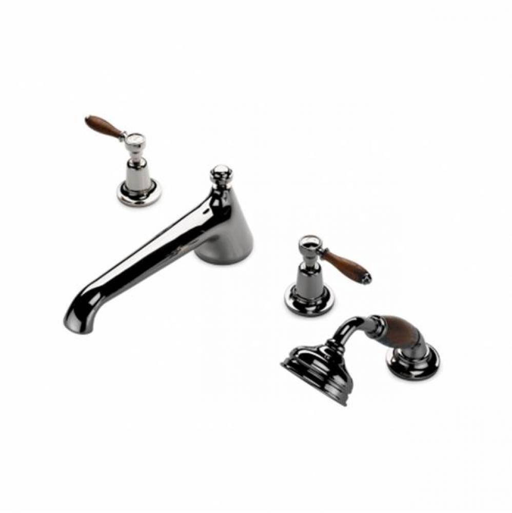 Easton Classic Low Profile Concealed Tub Filler With Handshower and Oak Lever Handles in