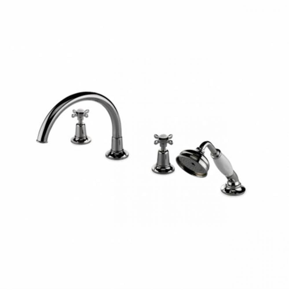 Easton Classic Gooseneck Concealed Tub Filler with Handshower and Metal Cross Handles in