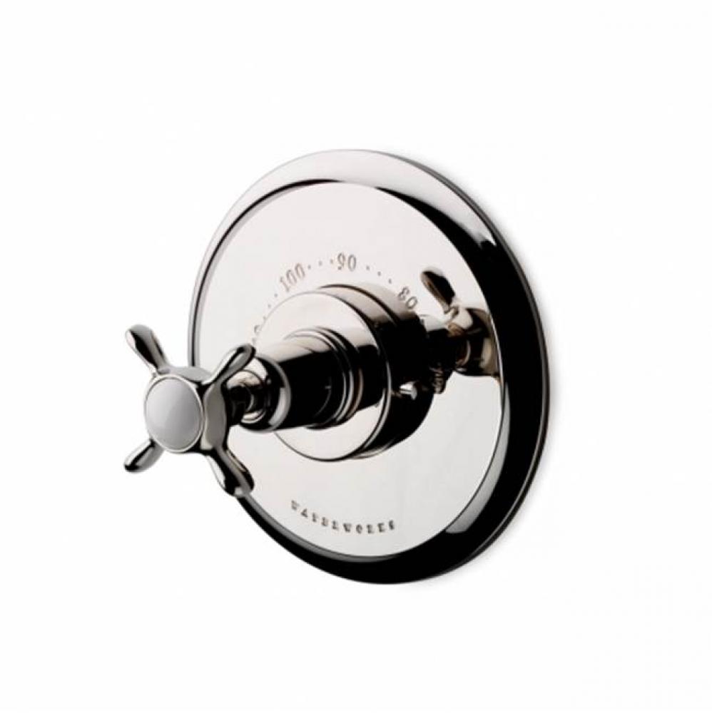 Easton Classic Thermostatic Control Valve Trim with White Porcelain Blank Indice and Metal Cross