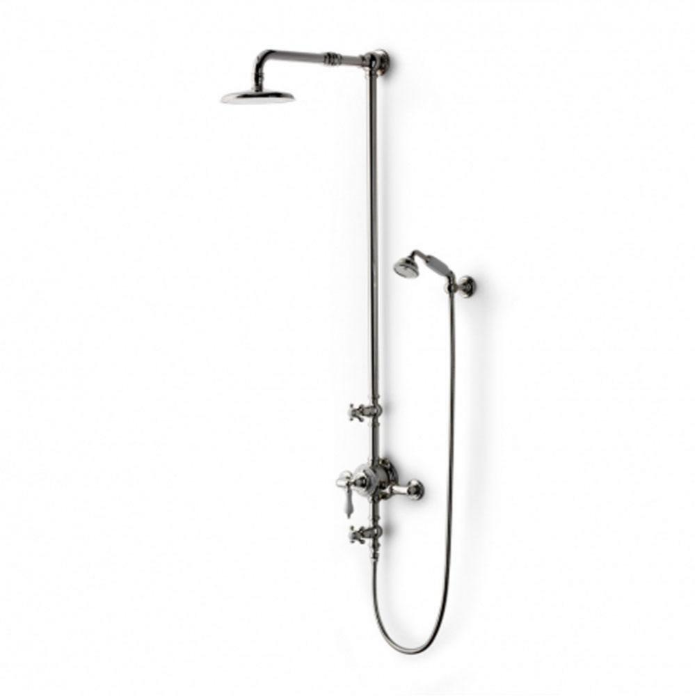 Etoile Exposed Thermostatic System with 8'' Shower Rose and Handshower and White